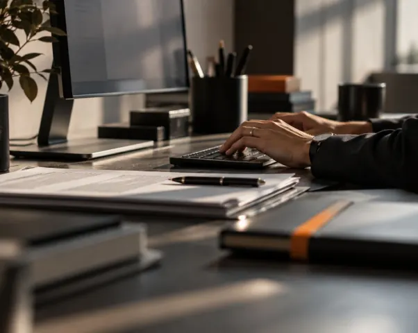 Detalhe do trabalho em tela em um escritório jurídico